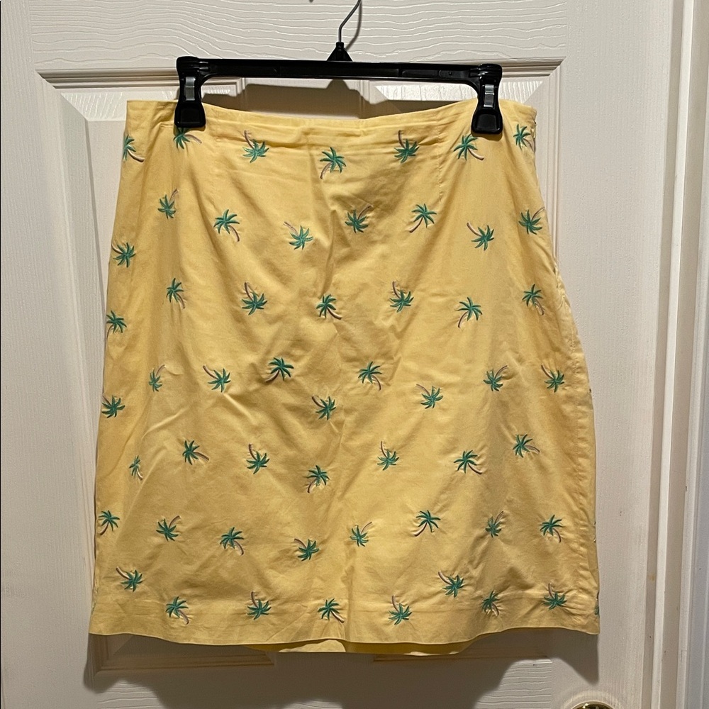Talbots palm tree embroidered cotton skirt